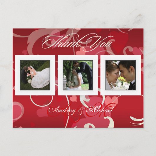 Cartes postales Merci mariage insérez vos photos (Devant)