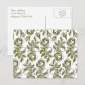 Cartes postales Merci personnalisées Roses d'or bl (Devant / Derrière)