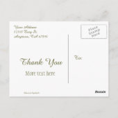 Cartes postales Merci personnalisées Roses d'or bl (Dos)