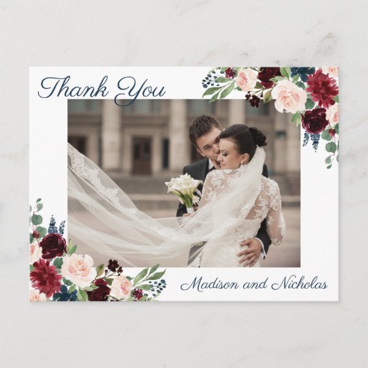 Cartes postales Merci photo avec Fleur Marsala Nav (Devant)