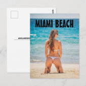 CARTES POSTALES MIAMI BEACH GIRL BIKINI FLORIDA (Devant / Derrière)