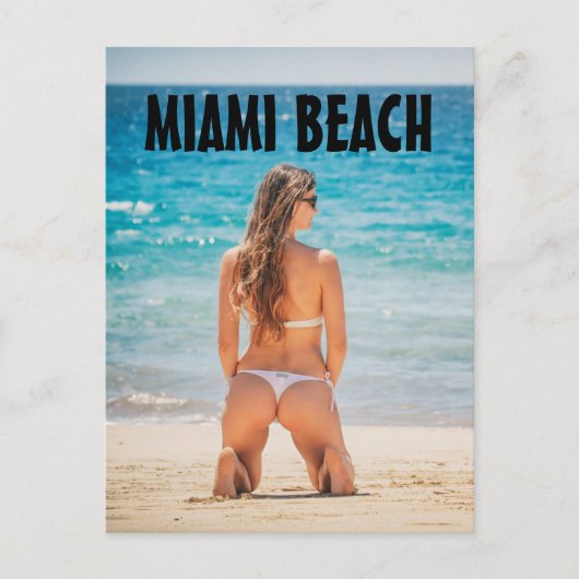 CARTES POSTALES MIAMI BEACH GIRL BIKINI FLORIDA (Devant)