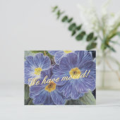 Cartes postales mobiles avec design de fleurs bleu (Debout devant)