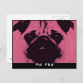 Cartes postales modèle, chien Carlin rose (Devant / Derrière)