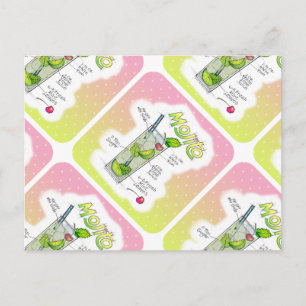 CARTES POSTALES - MOJITO RECEPE COCKTAIL ART