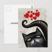 CARTES POSTALES NOIRE CAT ART LOVE (Devant / Derrière)
