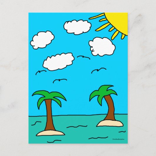Cartes postales Ocean et Palm Tree (Devant)