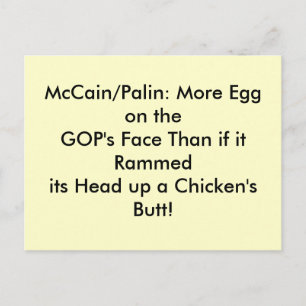 Cartes postales, oeuf sur le visage de GOP