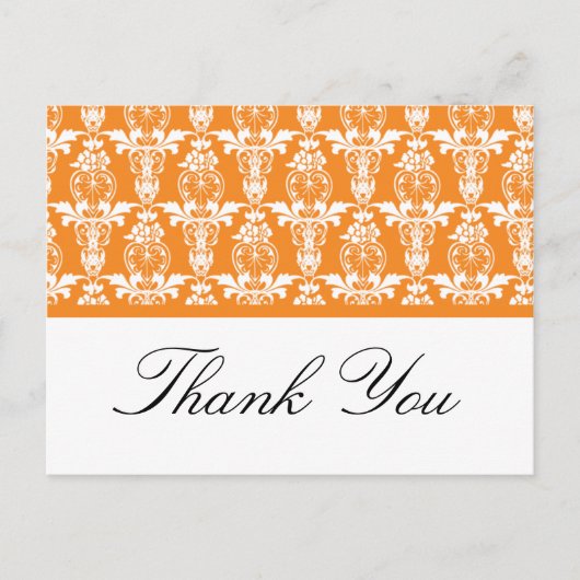 Cartes postales Orange Damask Merci (Devant)