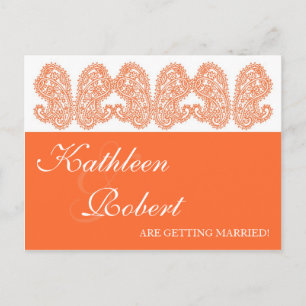 Cartes postales Orange Paisley pour annoncer la da