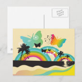 Cartes postales Papillons Arcs-en-ciel et Palmiers (Devant / Derrière)