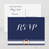 Cartes postales personnalisées Blue Nautical Weddi (Devant / Derrière)