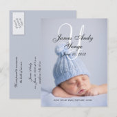 Cartes postales photo Faire-part de naissance bébé (Devant / Derrière)