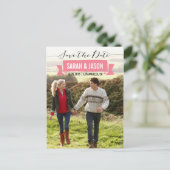 CARTES POSTALES PHOTO SAVE THE DATE RUBAN - CORAIL (Debout devant)