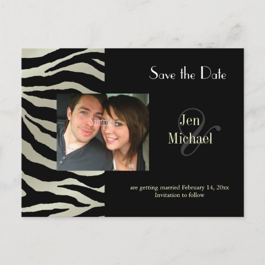Cartes postales photo Zebra Save the Date, (Devant)