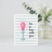 Cartes postales Pink Lightbulbe Heart Stripes (Debout devant)