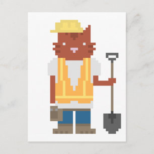 Cartes postales Pixel d'art pour ouvrier du bâtime