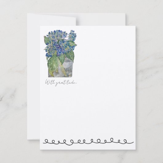 Cartes postales plates avec hydrangeas dans l'eau (Devant)