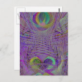 Cartes postales Plumes de paon violet (Devant / Derrière)