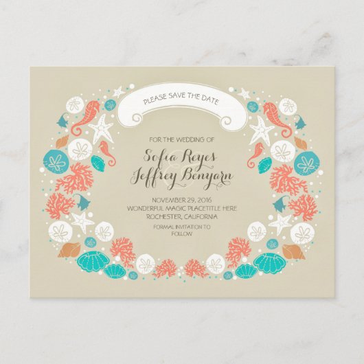 Cartes postales pour annoncer un mariage à la plag (Devant)