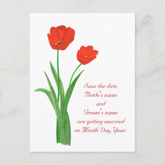 Cartes postales pour sauver la date, Tulipes rouge (Devant)