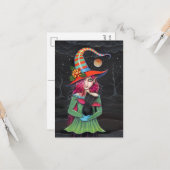 Cartes postales pour sorcière Halloween Little Win (Devant/Arrière en situation)