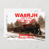 Cartes postales QSL HAM Radio Ops RR Train de neig (Devant / Derrière)