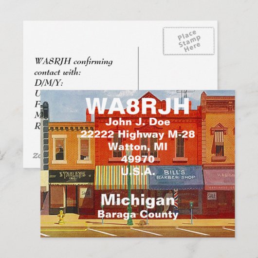 Cartes postales QSL Opérateurs de radio HAM Rues p (Devant / Derrière)