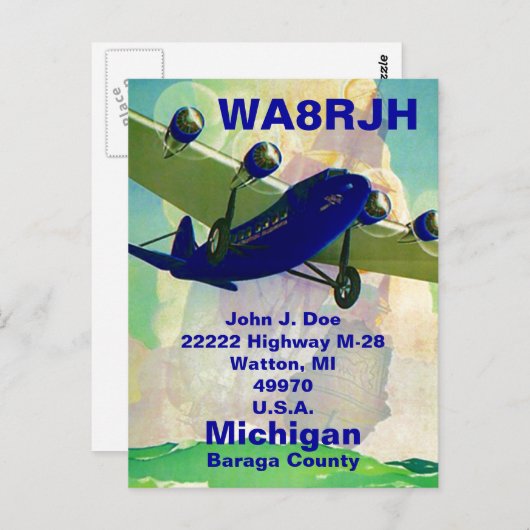 Cartes postales QSL Radio HAM Op Bermudes Triangle (Devant / Derrière)