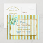 Cartes postales "Fleurs élégantes bleu et or& (Devant / Derrière)