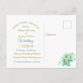 Cartes postales "Fleurs élégantes bleu et or& (Dos)