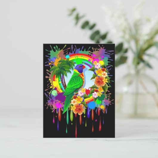 Cartes postales Rainbow Lorikeet Parrot (Debout devant)
