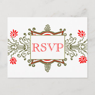Cartes postales Red Gold Vintage Floral Custom RSV