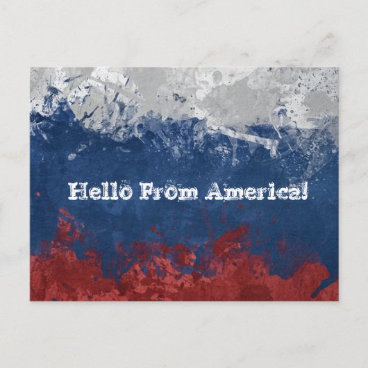 Cartes postales rouges blanches et bleues "Hello f (Devant)