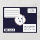 Cartes postales RSVP bleu marine simple Rose (Dos)