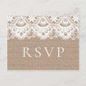 Cartes postales RSVP Burlap and Lace Wedding, Rust (Devant)