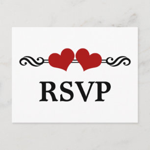 Cartes postales RSVP Coeurs Élégants, Rouge