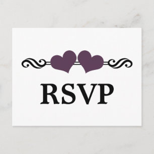 Cartes postales RSVP Coeurs Élégants, Violet