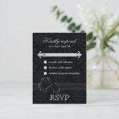 Cartes postales RSVP damask noir avec rose en dent (Debout devant)