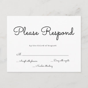 Cartes postales rsvp de mariage à réponse simple
