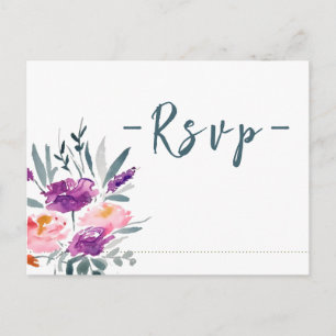 Cartes postales RSVP de mariage aux fleurs d'aquar