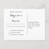 Cartes postales RSVP de mariage blanc clair (Dos)