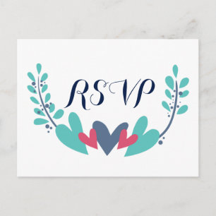 Cartes postales RSVP de mariage Coeurs et vignes