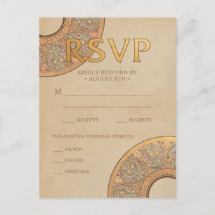 Cartes postales RSVP de mariage   Déco Gold Nouvea