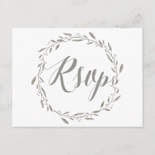 Cartes postales RSVP de mariage élégantes Gris Flo
