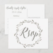 Cartes postales RSVP de mariage élégantes Gris Flo (Devant / Derrière)