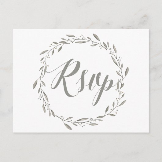 Cartes postales RSVP de mariage élégantes Gris Flo (Devant)