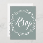 Cartes postales RSVP de mariage élégantes Sage Wre (Devant / Derrière)