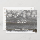 Cartes postales RSVP de mariage en bois rustique e (Devant / Derrière)