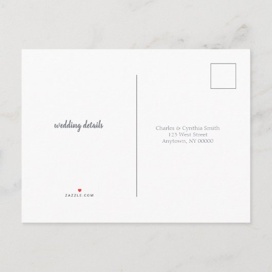 Cartes postales rsvp de mariage gris simple (Dos)
